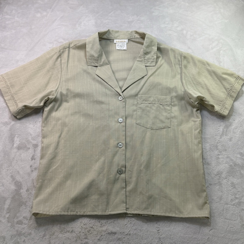 Vintage D.K. Gold Mens Camp Shirt XL Sage Green Button Up Retro 90s Pocket